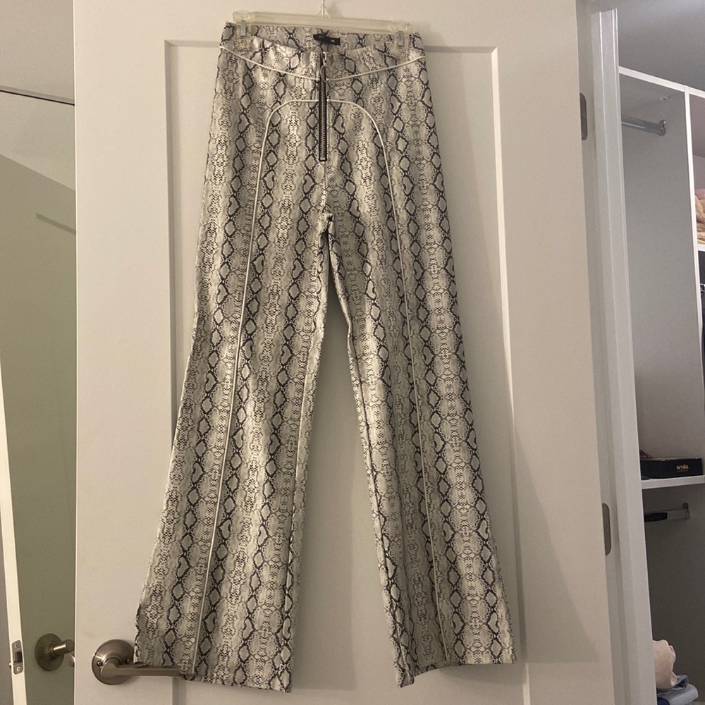 Snake print leather pants